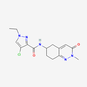 molecular formula C15H18ClN5O2 B2845867 4-chloro-1-ethyl-N-(2-methyl-3-oxo-2,3,5,6,7,8-hexahydrocinnolin-6-yl)-1H-pyrazole-3-carboxamide CAS No. 2034320-48-2