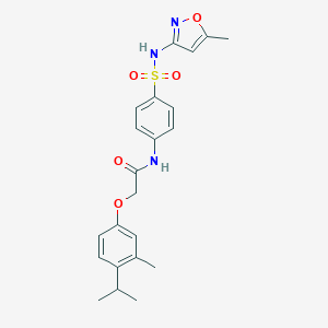 molecular formula C22H25N3O5S B284587 2-(4-isopropyl-3-methylphenoxy)-N-(4-(N-(5-methylisoxazol-3-yl)sulfamoyl)phenyl)acetamide 