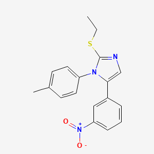 molecular formula C18H17N3O2S B2845871 2-(ethylthio)-5-(3-nitrophenyl)-1-(p-tolyl)-1H-imidazole CAS No. 1235211-03-6