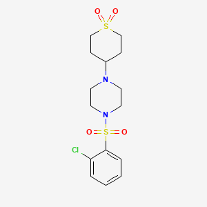 4-(4-((2-chlorophenyl)sulfonyl)piperazin-1-yl)tetrahydro-2H-thiopyran 1,1-dioxide