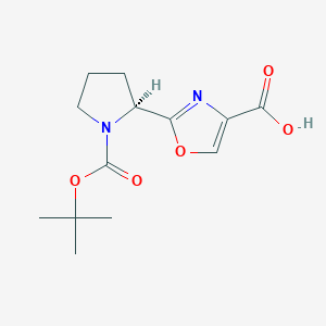 molecular formula C13H18N2O5 B2845885 (S)-2-(1-(tert-Butoxycarbonyl)pyrrolidin-2-yl)oxazole-4-carboxylic acid CAS No. 1511857-57-0