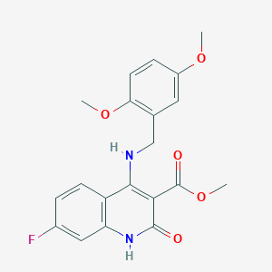 molecular formula C20H19FN2O5 B2845901 甲基 4-((2,5-二甲氧基苯甲基)氨基)-7-氟-2-氧代-1,2-二氢喹啉-3-羧酸酯 CAS No. 1251602-81-9