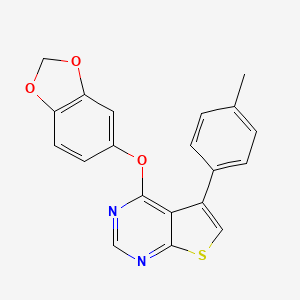 molecular formula C20H14N2O3S B2845903 4-(Benzo[d][1,3]dioxol-5-yloxy)-5-(p-tolyl)thieno[2,3-d]pyrimidine CAS No. 670270-55-0