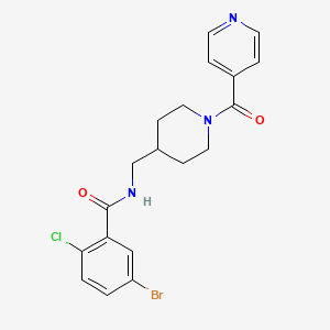 molecular formula C19H19BrClN3O2 B2845905 5-溴-2-氯-N-((1-异烟酰基哌啶-4-基)甲基)苯甲酰胺 CAS No. 1396876-80-4
