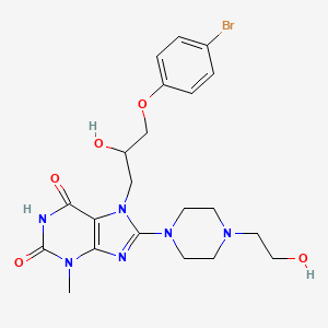 molecular formula C21H27BrN6O5 B2845906 7-(3-(4-溴苯氧基)-2-羟基丙基)-8-(4-(2-羟基乙基)哌嗪-1-基)-3-甲基-1H-嘧啶-2,6(3H,7H)-二酮 CAS No. 536719-04-7