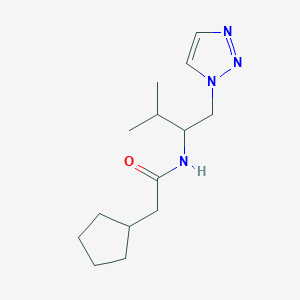molecular formula C14H24N4O B2845914 2-cyclopentyl-N-(3-methyl-1-(1H-1,2,3-triazol-1-yl)butan-2-yl)acetamide CAS No. 2034460-39-2