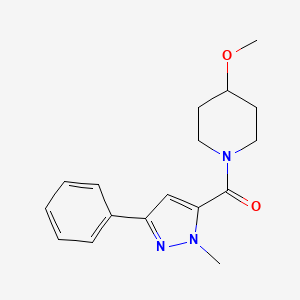 molecular formula C17H21N3O2 B2845915 (4-methoxypiperidin-1-yl)(1-methyl-3-phenyl-1H-pyrazol-5-yl)methanone CAS No. 1234972-15-6