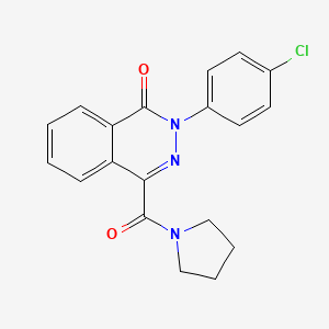 molecular formula C19H16ClN3O2 B2845916 2-(4-chlorophenyl)-4-(1-pyrrolidinylcarbonyl)-1(2H)-phthalazinone CAS No. 320417-92-3
