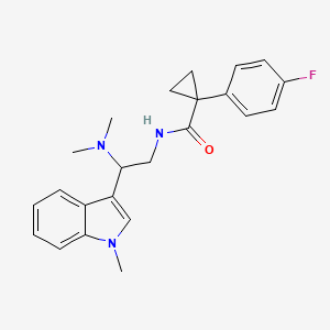 molecular formula C23H26FN3O B2845919 N-(2-(dimethylamino)-2-(1-methyl-1H-indol-3-yl)ethyl)-1-(4-fluorophenyl)cyclopropanecarboxamide CAS No. 1396679-36-9