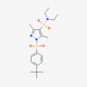 molecular formula C19H29N3O4S2 B2845931 1-(4-tert-butylbenzenesulfonyl)-N,N-diethyl-3,5-dimethyl-1H-pyrazole-4-sulfonamide CAS No. 956252-37-2