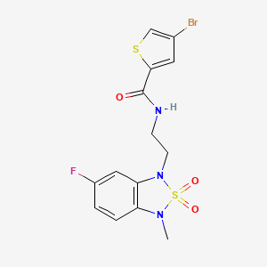 molecular formula C14H13BrFN3O3S2 B2845950 4-bromo-N-(2-(6-fluoro-3-methyl-2,2-dioxidobenzo[c][1,2,5]thiadiazol-1(3H)-yl)ethyl)thiophene-2-carboxamide CAS No. 2034335-69-6