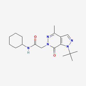 molecular formula C18H27N5O2 B2845951 2-(1-(叔丁基)-4-甲基-7-氧代-1H-吡唑-3,4-d]吡啉-6(7H)-基)-N-环己基乙酰胺 CAS No. 1171592-65-6