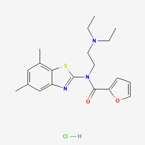molecular formula C20H26ClN3O2S B2845954 N-(2-(二乙基氨基)乙基)-N-(5,7-二甲基苯并[d]噻唑-2-基)呋喃-2-甲酰胺 盐酸盐 CAS No. 1216837-58-9