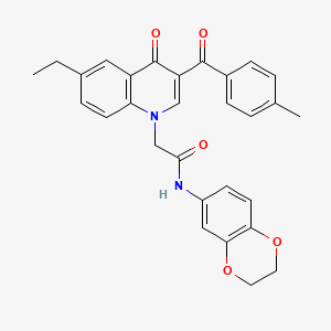 molecular formula C29H26N2O5 B2845956 N-(2,3-dihydrobenzo[b][1,4]dioxin-6-yl)-2-(6-ethyl-3-(4-methylbenzoyl)-4-oxoquinolin-1(4H)-yl)acetamide CAS No. 895652-30-9