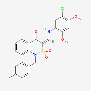 (3E)-3-{[(5-chloro-2,4-dimethoxyphenyl)amino]methylene}-1-(4-methylbenzyl)-1H-2,1-benzothiazin-4(3H)-one 2,2-dioxide