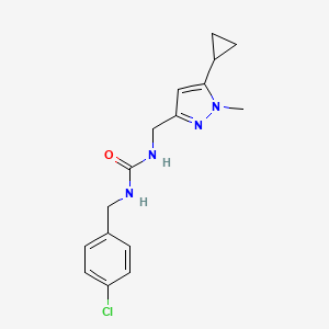 molecular formula C16H19ClN4O B2845962 1-(4-chlorobenzyl)-3-((5-cyclopropyl-1-methyl-1H-pyrazol-3-yl)methyl)urea CAS No. 1448066-80-5