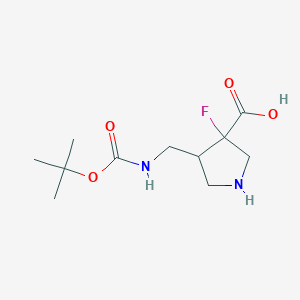 molecular formula C11H19FN2O4 B2845963 3-Fluoro-4-[[(2-methylpropan-2-yl)oxycarbonylamino]methyl]pyrrolidine-3-carboxylic acid CAS No. 2248328-64-3