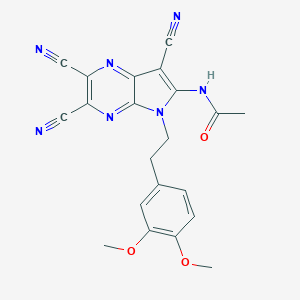 molecular formula C21H17N7O3 B284598 N-{2,3,7-tricyano-5-[2-(3,4-dimethoxyphenyl)ethyl]-5H-pyrrolo[2,3-b]pyrazin-6-yl}acetamide 