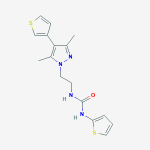 molecular formula C16H18N4OS2 B2845980 1-(2-(3,5-dimethyl-4-(thiophen-3-yl)-1H-pyrazol-1-yl)ethyl)-3-(thiophen-2-yl)urea CAS No. 2034510-55-7