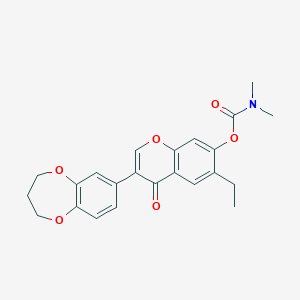 molecular formula C23H23NO6 B2845990 3-(3,4-dihydro-2H-benzo[b][1,4]dioxepin-7-yl)-6-ethyl-4-oxo-4H-chromen-7-yl dimethylcarbamate CAS No. 637746-98-6