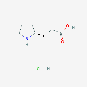 molecular formula C7H14ClNO2 B2845991 3-[(2R)-pyrrolidin-2-yl]propanoic acid hydrochloride CAS No. 188415-35-2