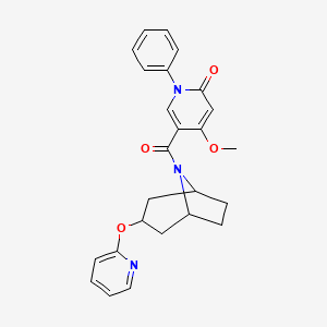 4-methoxy-1-phenyl-5-[3-(pyridin-2-yloxy)-8-azabicyclo[3.2.1]octane-8-carbonyl]-1,2-dihydropyridin-2-one