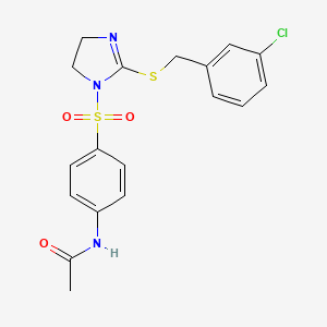 N-{4-[(2-{[(3-chlorophenyl)methyl]sulfanyl}-4,5-dihydro-1H-imidazol-1-yl)sulfonyl]phenyl}acetamide