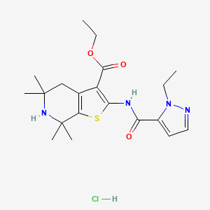 ethyl 2-(1-ethyl-1H-pyrazole-5-amido)-5,5,7,7-tetramethyl-4H,5H,6H,7H-thieno[2,3-c]pyridine-3-carboxylate hydrochloride