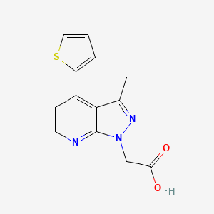 molecular formula C13H11N3O2S B2846017 (3-Methyl-4-thien-2-YL-1H-pyrazolo[3,4-B]pyridin-1-YL)acetic acid CAS No. 937606-30-9