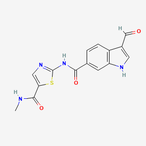 molecular formula C15H12N4O3S B2846026 2-[(3-Formyl-1H-indole-6-carbonyl)amino]-N-methyl-1,3-thiazole-5-carboxamide CAS No. 2411279-07-5