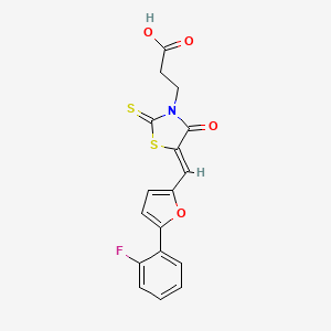 (Z)-3-(5-((5-(2-fluorophenyl)furan-2-yl)methylene)-4-oxo-2-thioxothiazolidin-3-yl)propanoic acid