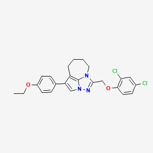 molecular formula C24H23Cl2N3O2 B2846030 1-[(2,4-Dichlorophenoxy)methyl]-4-(4-ethoxyphenyl)-5,6,7,8-tetrahydro-2,2a,8a-triazacyclopenta[cd]azulene CAS No. 326003-95-6