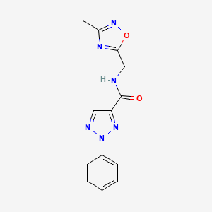 molecular formula C13H12N6O2 B2846036 N-((3-methyl-1,2,4-oxadiazol-5-yl)methyl)-2-phenyl-2H-1,2,3-triazole-4-carboxamide CAS No. 1207055-40-0