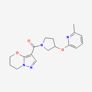 molecular formula C17H20N4O3 B2846039 (6,7-dihydro-5H-pyrazolo[5,1-b][1,3]oxazin-3-yl)(3-((6-methylpyridin-2-yl)oxy)pyrrolidin-1-yl)methanone CAS No. 1904021-62-0
