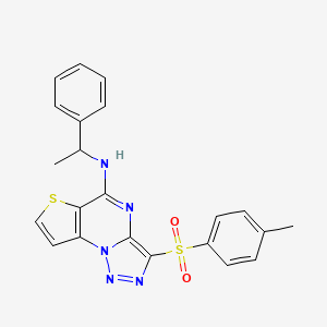 molecular formula C22H19N5O2S2 B2846041 N-(1-苯乙基)-3-对甲苯磺酰噻吩[2,3-e][1,2,3]噁二唑-5-胺 CAS No. 892732-35-3