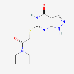 molecular formula C11H15N5O2S B2846044 N,N-diethyl-2-((4-oxo-4,5-dihydro-1H-pyrazolo[3,4-d]pyrimidin-6-yl)thio)acetamide CAS No. 877630-31-4