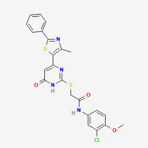 molecular formula C23H19ClN4O3S2 B2846049 N-(3-氯-4-甲氧苯基)-2-((4-(4-甲基-2-苯基噻唑-5-基)-6-氧代-1,6-二氢嘧啶-2-基)硫)乙酰胺 CAS No. 1115896-52-0