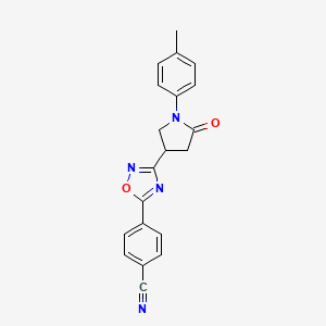 molecular formula C20H16N4O2 B2846050 4-(3-(5-氧代-1-(对甲苯基)吡咯啉-3-基)-1,2,4-噁二唑-5-基)苯甲腈 CAS No. 1171357-17-7