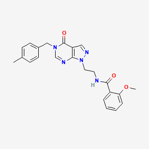 molecular formula C23H23N5O3 B2846051 2-methoxy-N-(2-(5-(4-methylbenzyl)-4-oxo-4,5-dihydro-1H-pyrazolo[3,4-d]pyrimidin-1-yl)ethyl)benzamide CAS No. 922017-72-9