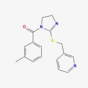 (2-((pyridin-3-ylmethyl)thio)-4,5-dihydro-1H-imidazol-1-yl)(m-tolyl)methanone