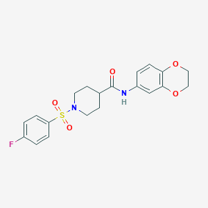 molecular formula C20H21FN2O5S B2846055 N-(2,3-dihydro-1,4-benzodioxin-6-yl)-1-[(4-fluorophenyl)sulfonyl]piperidine-4-carboxamide CAS No. 510738-71-3