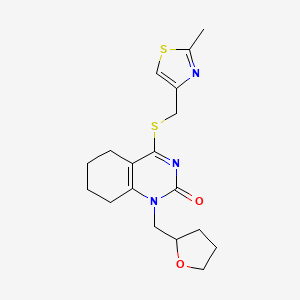 molecular formula C18H23N3O2S2 B2846062 4-(((2-甲硫代噻唑-4-基)甲基)硫代)-1-((四氢呋喃-2-基)甲基)-5,6,7,8-四氢喹唑啉-2(1H)-酮 CAS No. 1203303-18-7