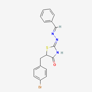 molecular formula C17H14BrN3OS B2846064 (Z)-2-((E)-benzylidenehydrazono)-5-(4-bromobenzyl)thiazolidin-4-one CAS No. 301174-69-6