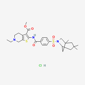 molecular formula C28H38ClN3O5S2 B2846066 盐酸甲基6-乙基-2-(4-((1,3,3-三甲基-6-氮杂双环[3.2.1]辛-6-基)磺酰基)苯甲酰胺)-4,5,6,7-四氢噻吩[2,3-c]吡啶-3-羧酸酯 CAS No. 1215661-18-9