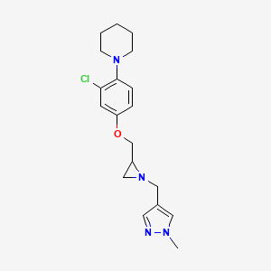 1-[2-Chloro-4-[[1-[(1-methylpyrazol-4-yl)methyl]aziridin-2-yl]methoxy]phenyl]piperidine