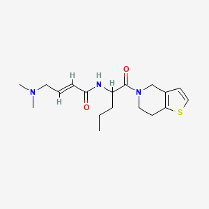 molecular formula C18H27N3O2S B2846076 (E)-N-[1-(6,7-Dihydro-4H-thieno[3,2-c]pyridin-5-yl)-1-oxopentan-2-yl]-4-(dimethylamino)but-2-enamide CAS No. 2411338-17-3