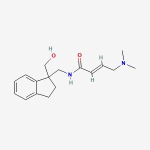 (E)-4-(Dimethylamino)-N-[[1-(hydroxymethyl)-2,3-dihydroinden-1-yl]methyl]but-2-enamide