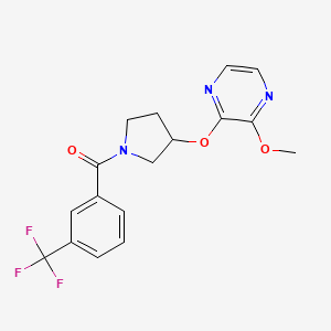 molecular formula C17H16F3N3O3 B2846093 (3-((3-Methoxypyrazin-2-yl)oxy)pyrrolidin-1-yl)(3-(trifluoromethyl)phenyl)methanone CAS No. 2034283-97-9