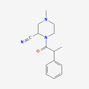 molecular formula C15H19N3O B2846095 4-Methyl-1-(2-phenylpropanoyl)piperazine-2-carbonitrile CAS No. 1788528-95-9