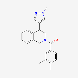 molecular formula C22H23N3O B2846100 (3,4-二甲基苯基)(4-(1-甲基-1H-吡唑-4-基)-3,4-二氢异喹啉-2(1H)-基)甲酮 CAS No. 2309605-47-6